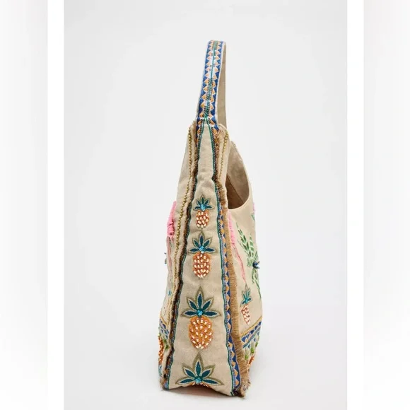 Zara NWT beaded shopper bag 6083/510 - Picture 6 of 9